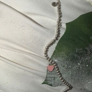 Tiffany&co Authentic PINK Silver Beaded Bracelet